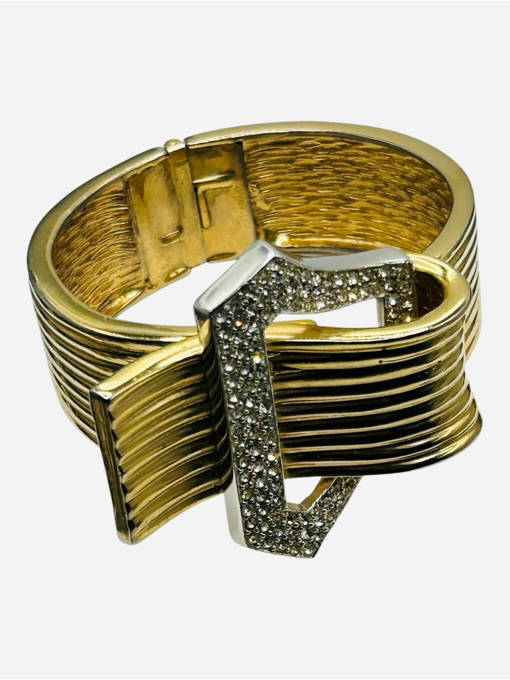 Vintage Ledo Rhinestone Buckle Clamper Bracelet